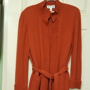 Rust St John Collection Cashmere sweater set.